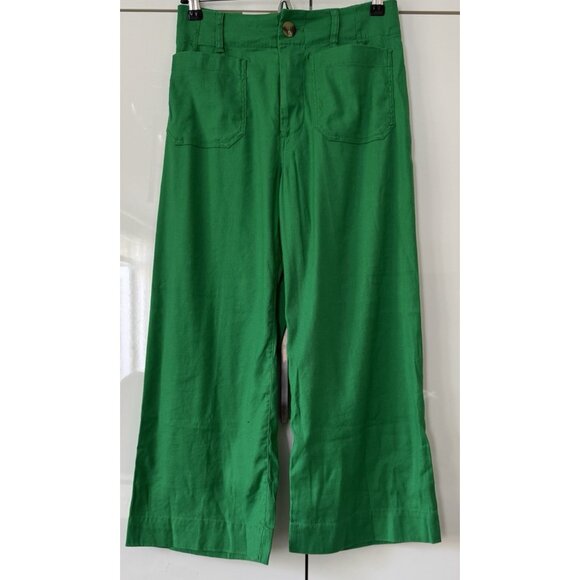 NWT Size 33T -The Colette Linen Blend Crop Wide-Leg Pants in Green (NWT USD 138) - Picture 8 of 16